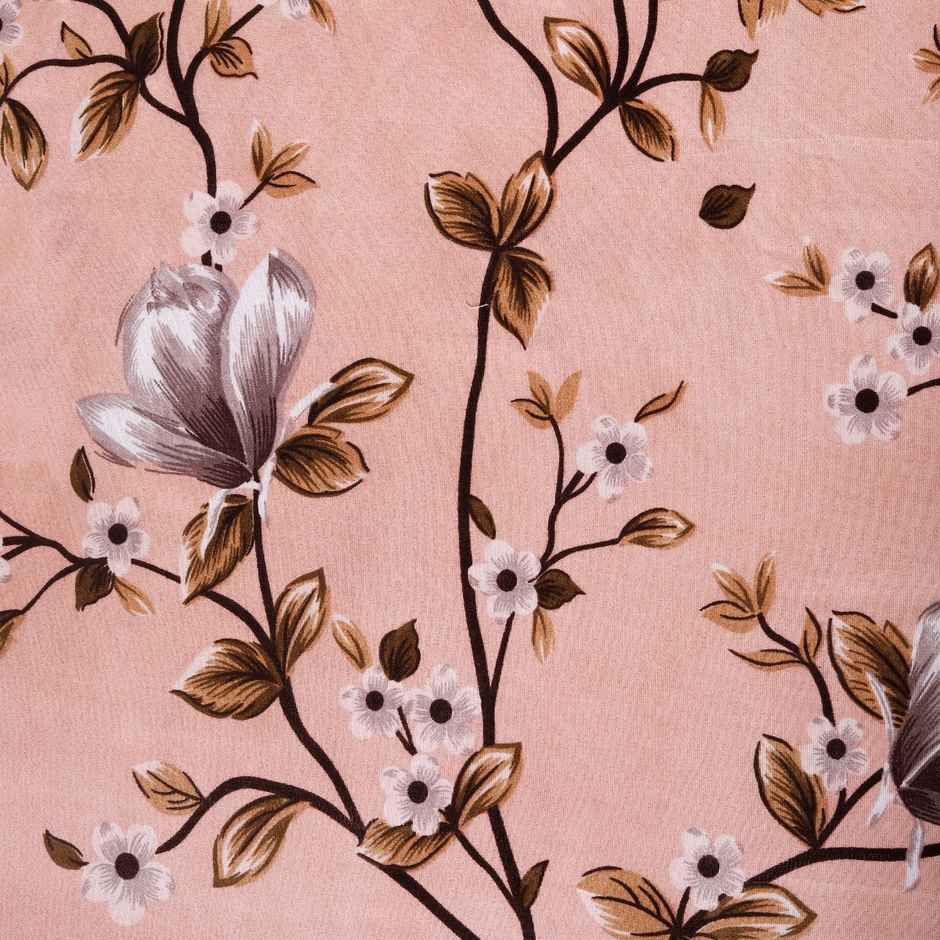 Romee Peach Floral Printed Microfiber Floral Double Bedsheet Queen Size 150 TC | 2 Pillow Covers