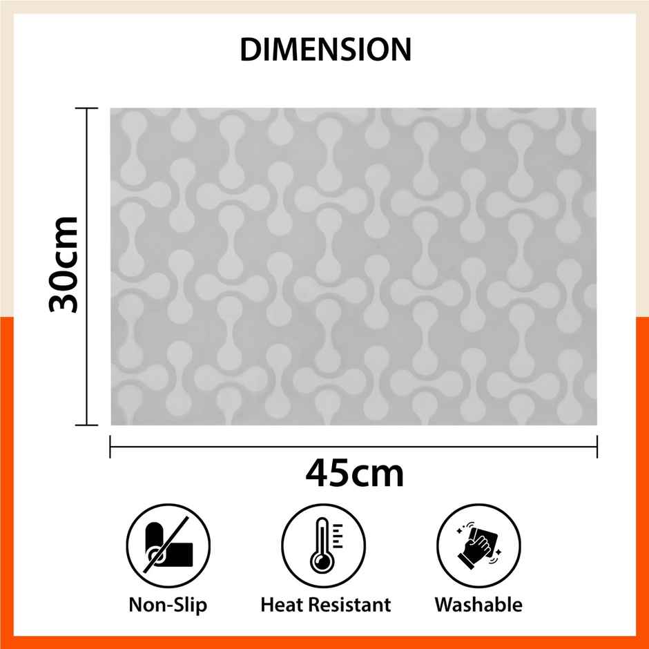 Bathla Fridge Mat | 45cm x 30 cm | Reusable, Washable, Temperature Resistant | Grey Transluscent