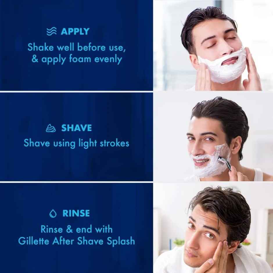 Gillette Shave Foam - Classic Regular Skin (418g) & Gillette Mach3 Menâ€™S Razor With 2 Cartridges (1pc) Combo