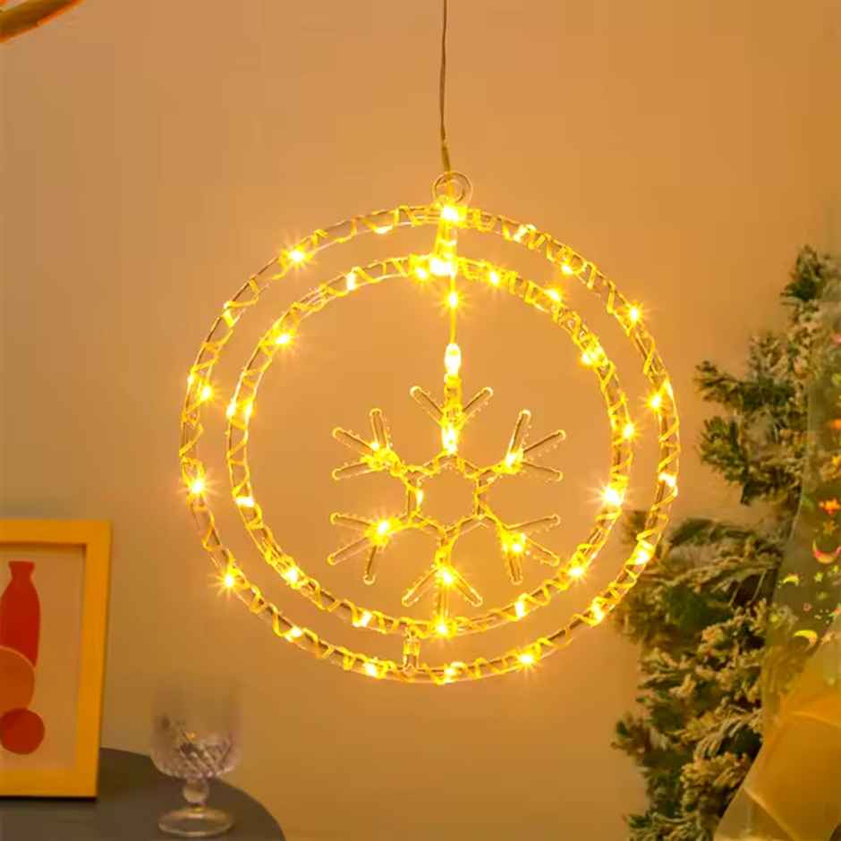DesiDiya Christmas Decoration LED Hanging Light - Ring Snowflakes Shape for Decoration