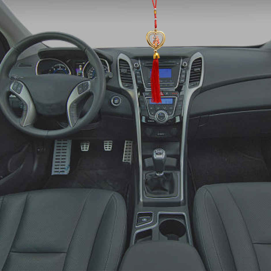 Divine Vibes Heart Shape Rotational Dual Side Shiv Pariwar Decorative Car Hanging