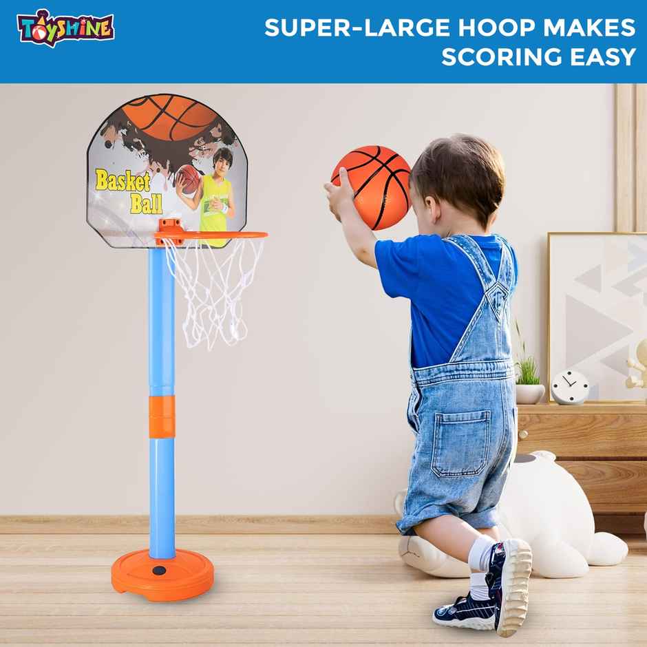 Toyshine Adjustable Basketball Hoop Set with Ball, Indoor & Outdoor Sports Fun, Multicolor