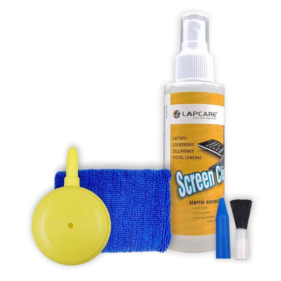 Lapcare 5 in1 Screen Cleaning Kit with Suction Balloon for PC, Laptops, Monitors, Mobiles, LCD, LED, TV/Professional Quality/Prevents Static Electricity, 125ml with Micro Fiber Cloth & Compact Brush