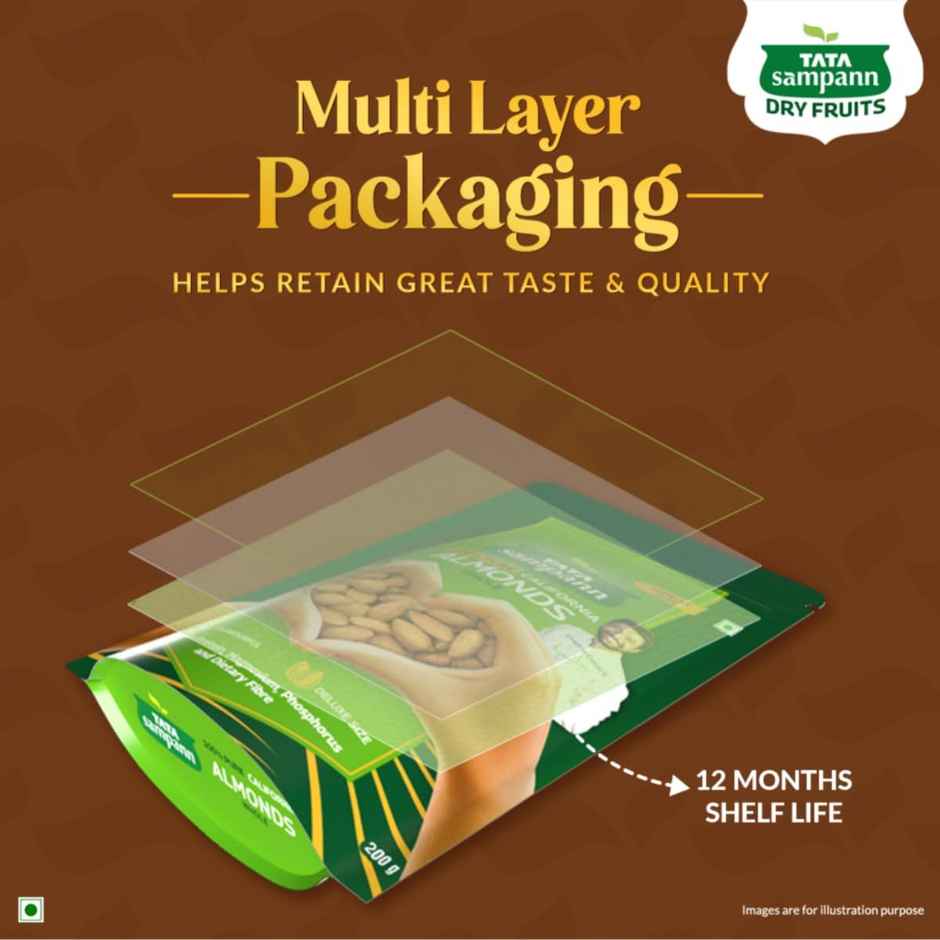 Tata Sampann Totally Pure California Almonds/Badam Giri | Whole Premium Quality