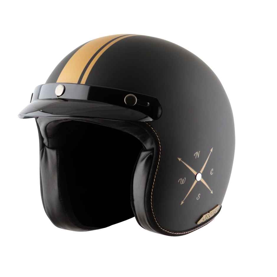 Axor Retro Jet Euro Globe Isi Ece And Dot Certified Open Face Helmet - Dull Black Helmet - XL