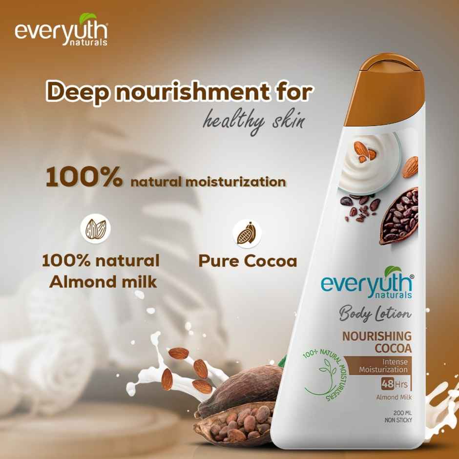 Everyuth Naturals Body Lotion - Nourishing Cocoa with 100% Natural Almond Milk