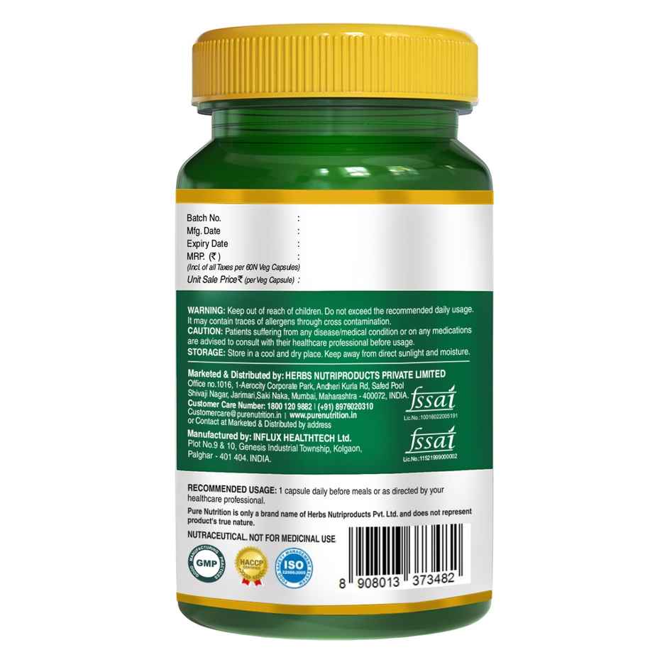 Pure Nutrition Vitamin B-Complex Tablets - 60 VEG Caps with B1 B2 B3 B5 B6 & B9