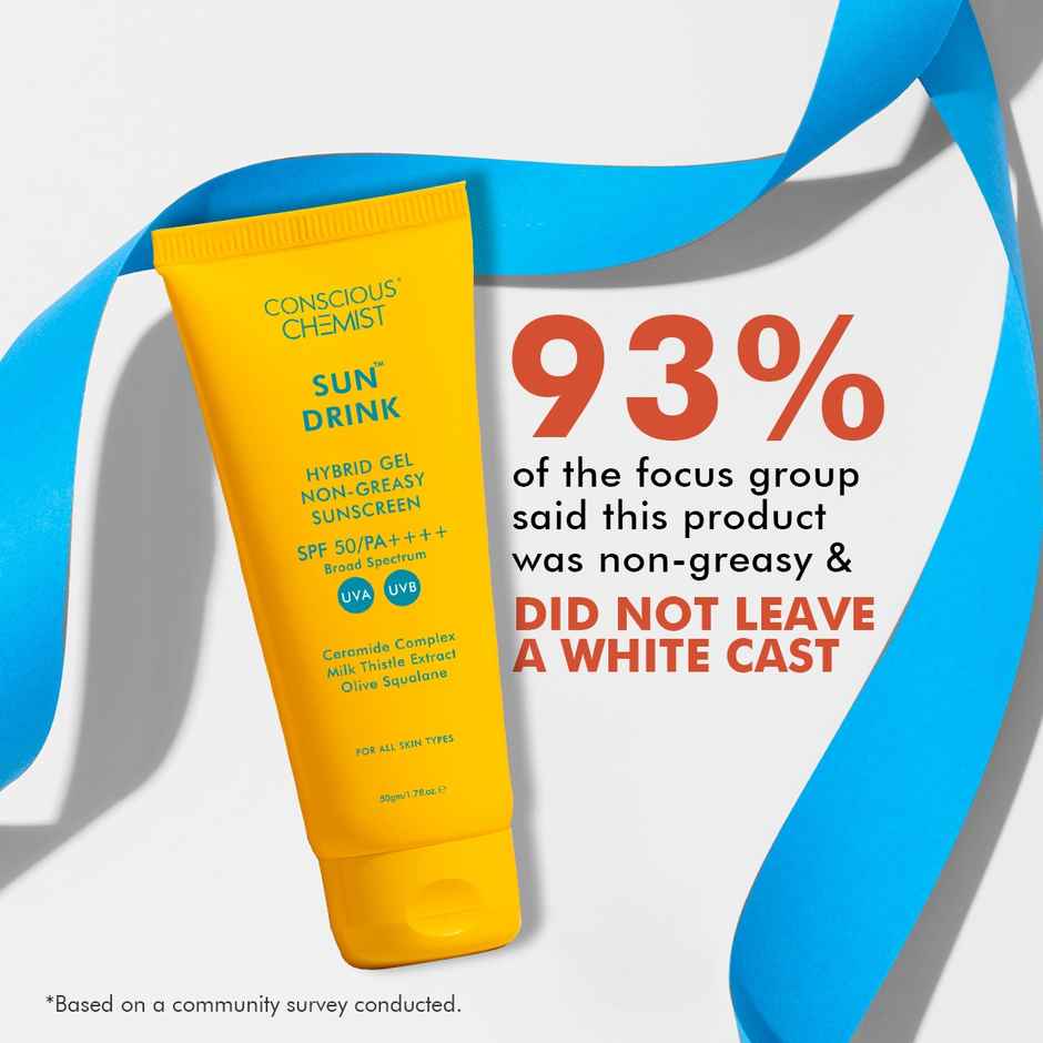 Conscious Chemist Sun Drink Hybrid Lightweight Gel Sunscreen SPF 50 PA++++ UVA/UVB With Ceramides