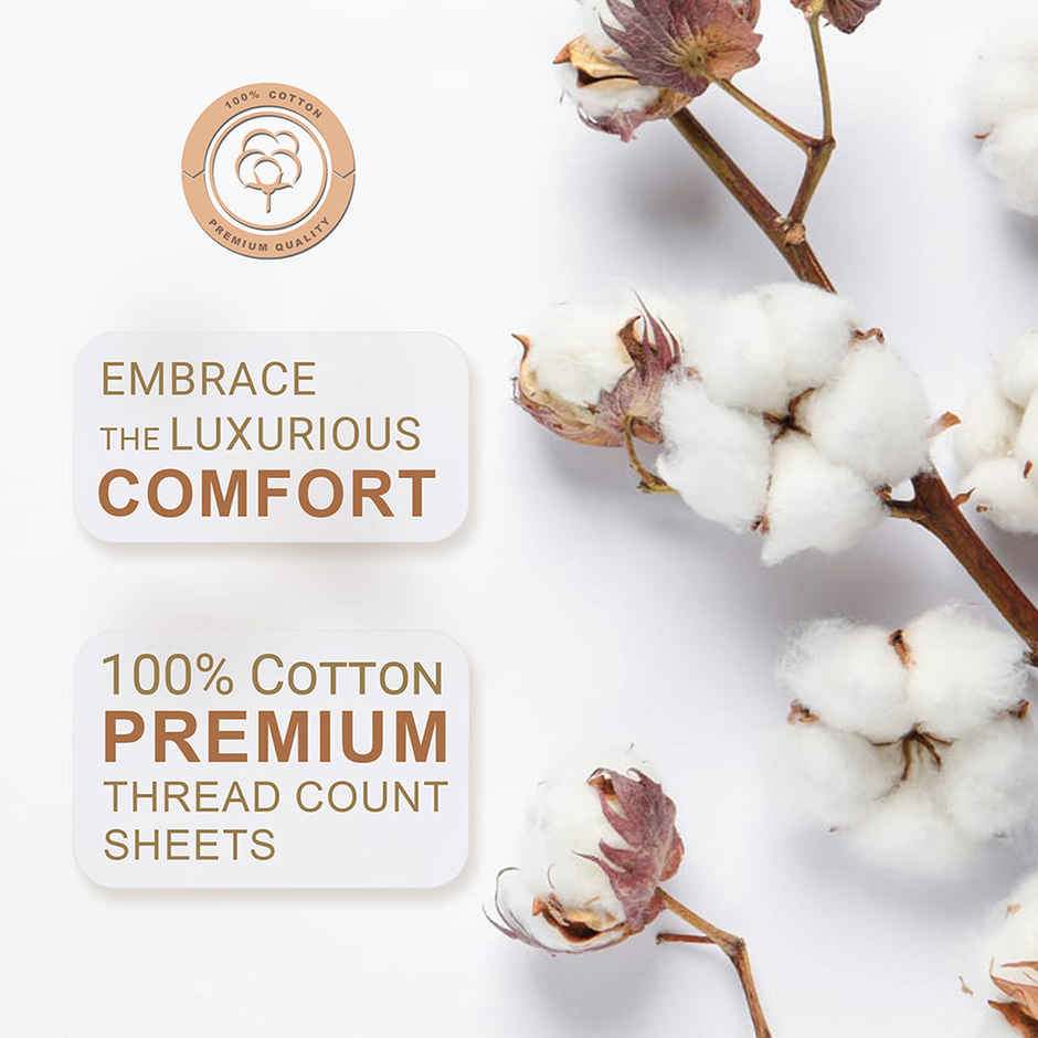 Boutique Living Geo Art (Cottage Garden) 100% Cotton 300 TC King Bedsheet with 2 Pillow Covers