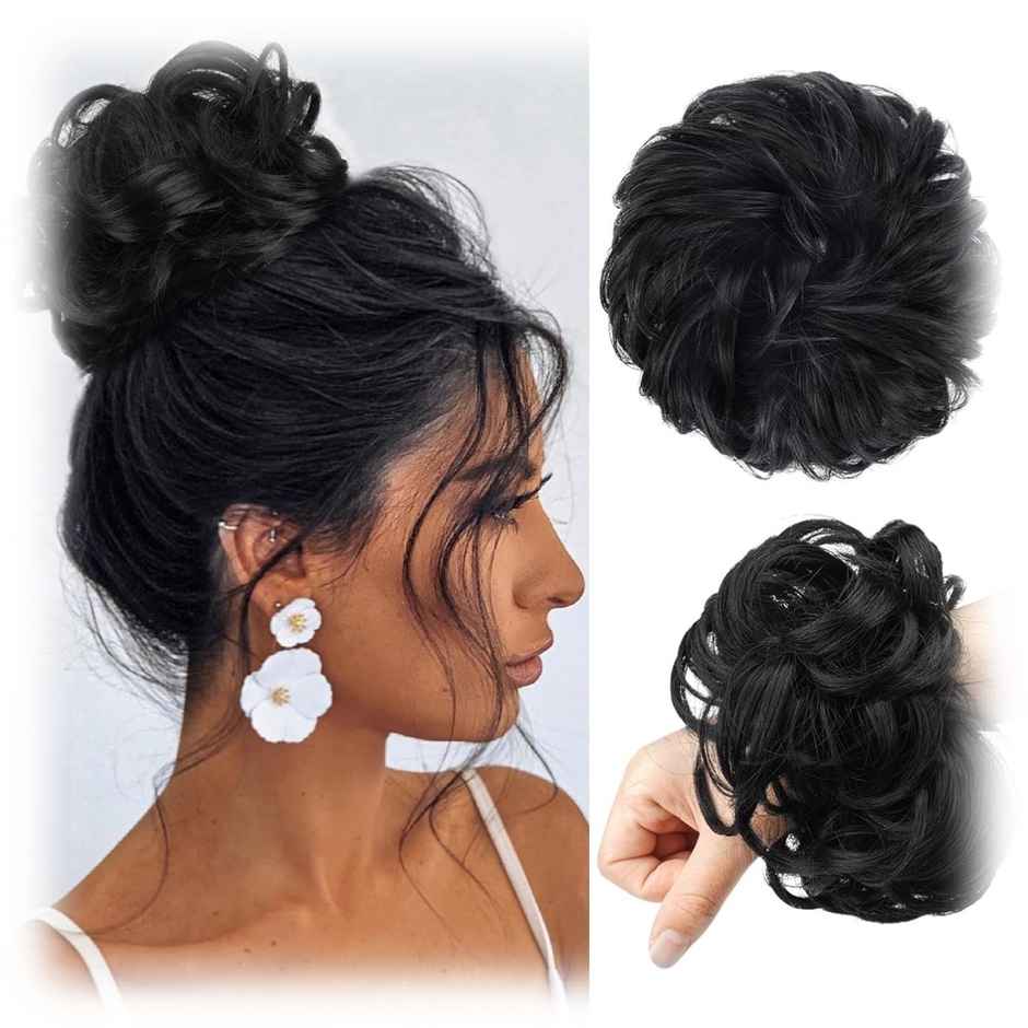 The Opal Factory | Messy Hair Bun Scrunchie for Girls and Women | 1 Pc | Natural Dark Brown