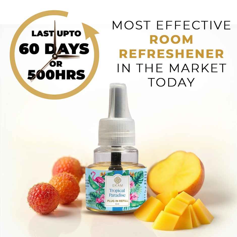 Ekam Tropical Paradise Scented Plug In Air Freshener Kit | 1 x Machine + 1 x Refill Bottle
