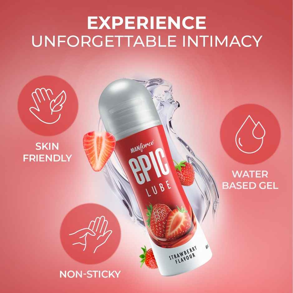 Manforce Epic Lube Strawberry Flavored Lubricating Gel for Men and Women Water Based Skin Friendly