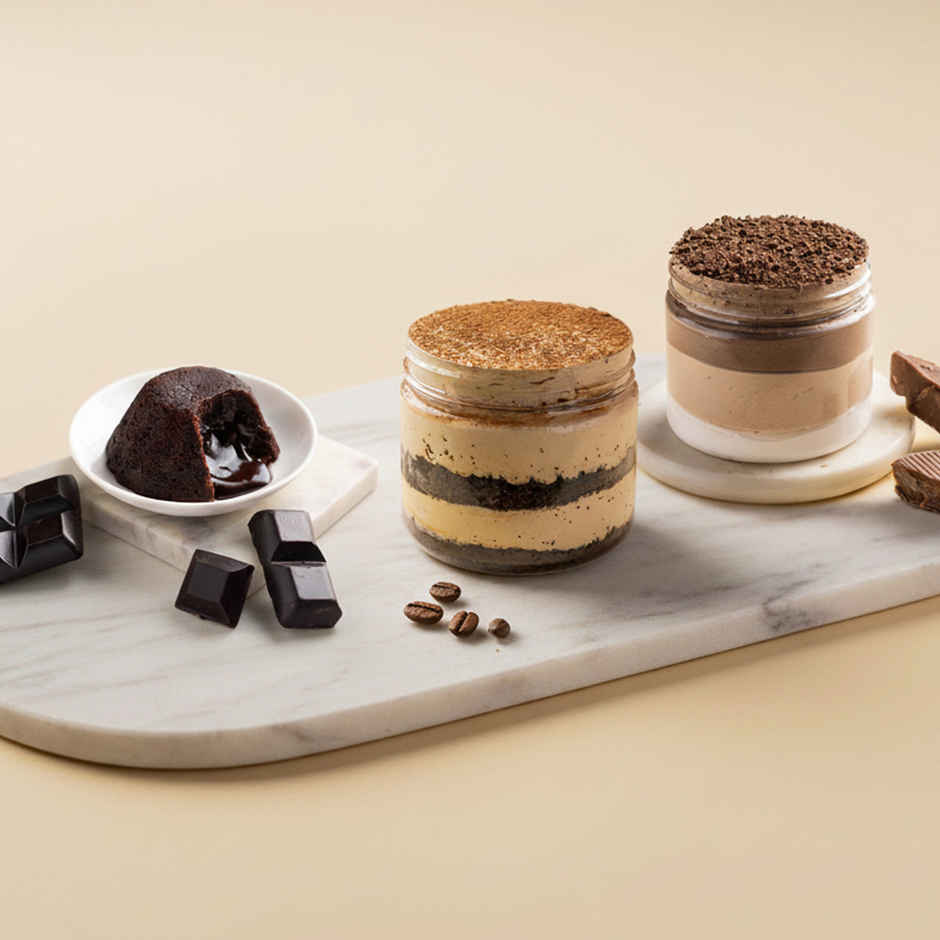 Tiramisu + Choco Lava Cake + Triple Chocolate Mousse