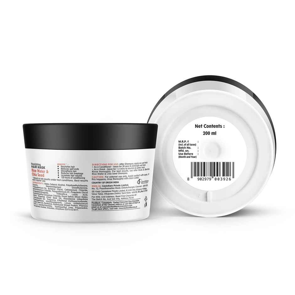 Buds & Berries Rice Water and Chia Seeds Hair Mask for 120-Hour Nourishment and Conditioning