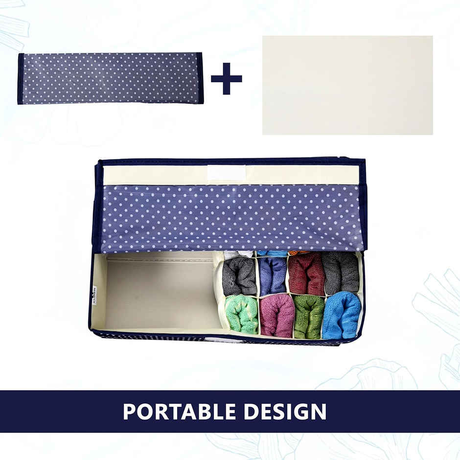 Kuber Industries 16+1 Foldable Undergarments Organizer | For Handkerchiefs-Belt-Tie-Socks | Blue