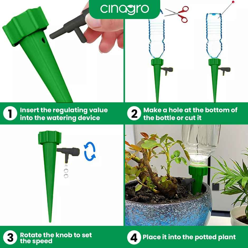 Cinagro Gardening Drip Irrigation Kit | Plant Water Dropper | Pack of 6
