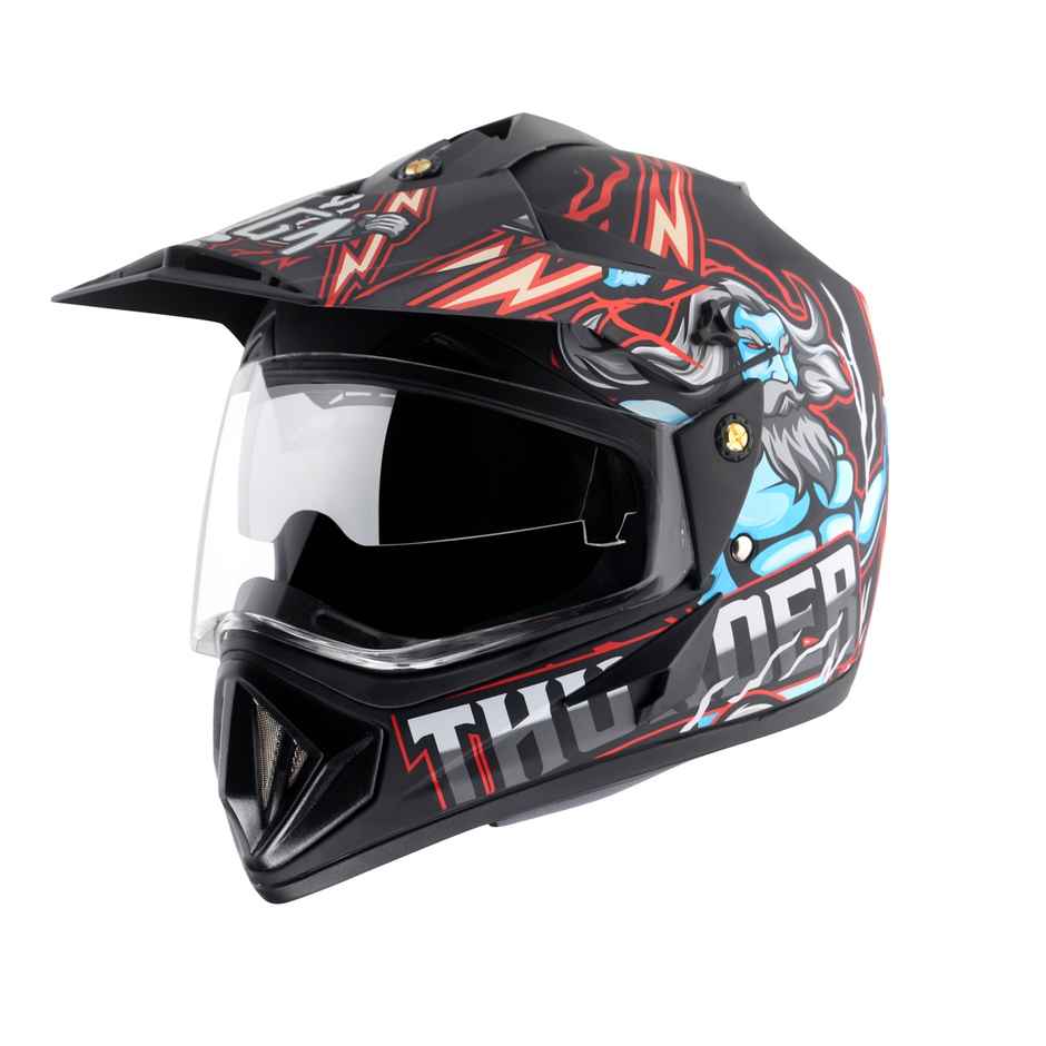 Vega Off Road D/V Thunder Lightweight Full Helmet- Dull Black Red - M