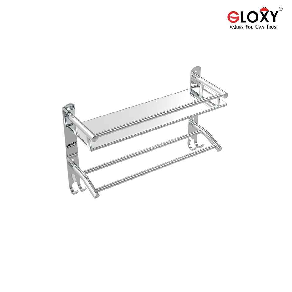 Buy Gloxy Stainless Steel Single Layer Shelf with Towel Rod, Shelf ...