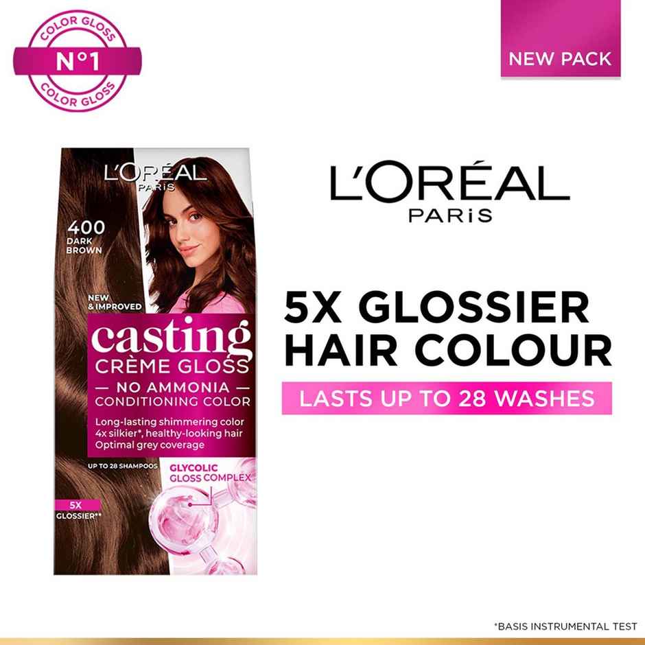 L'Oreal Paris Casting Creme Gloss Hair Color (Dark Brown 400)(159ml) & L'Oreal Paris Color Protect Shampoo(340ml) Combo