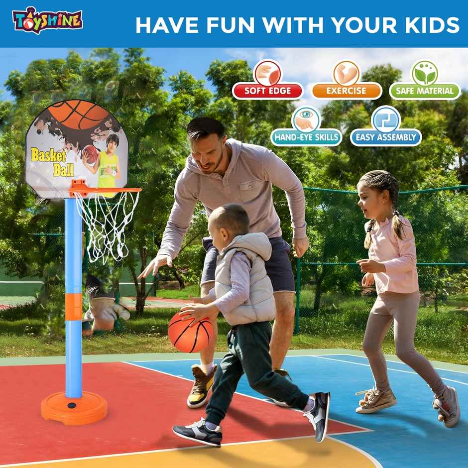 Toyshine Adjustable Basketball Hoop Set with Ball, Indoor & Outdoor Sports Fun, Multicolor