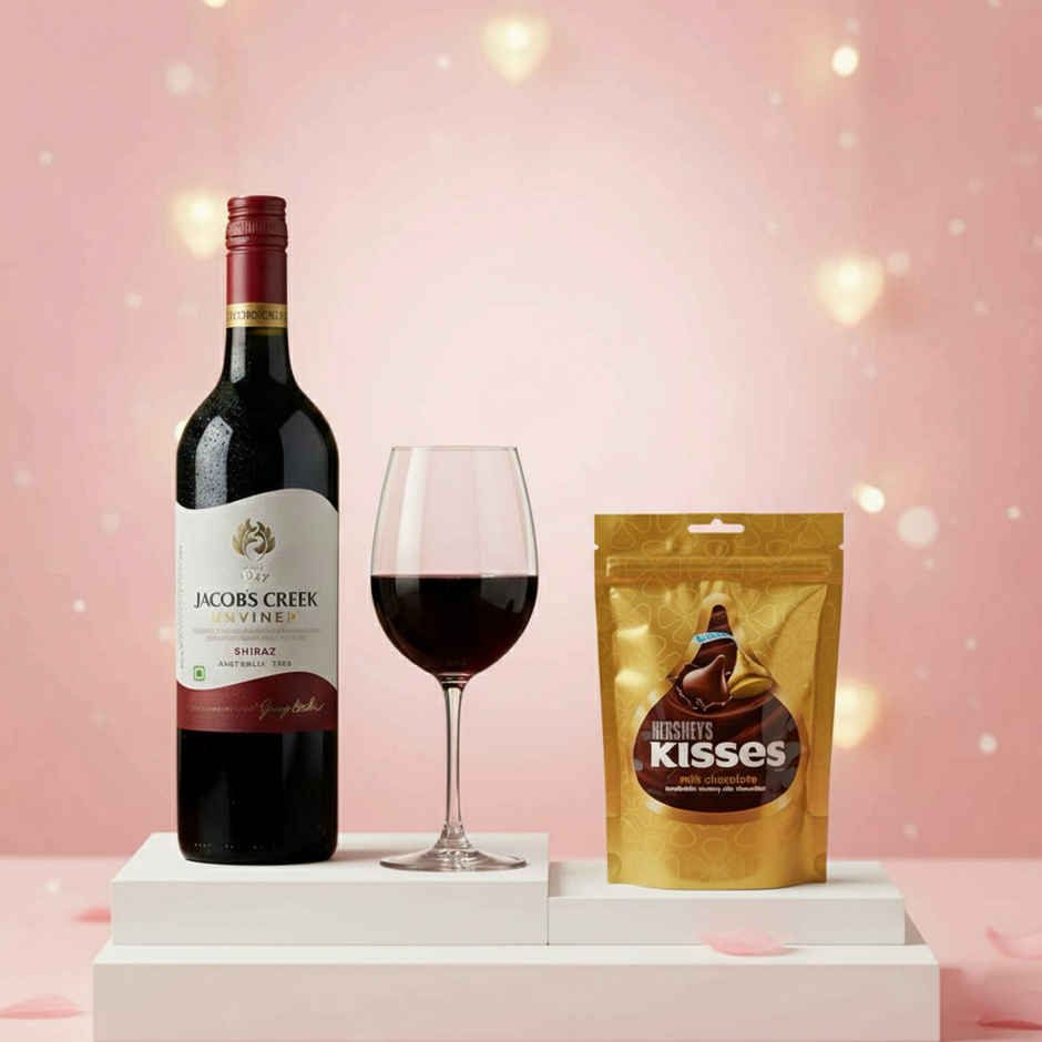 Jacob'S Creek Imported Red Grape Non-Alcoholic Still Wine (750ml) & Hershey'S Kisses Milk | Chocolate Share Bag (108g) Combo