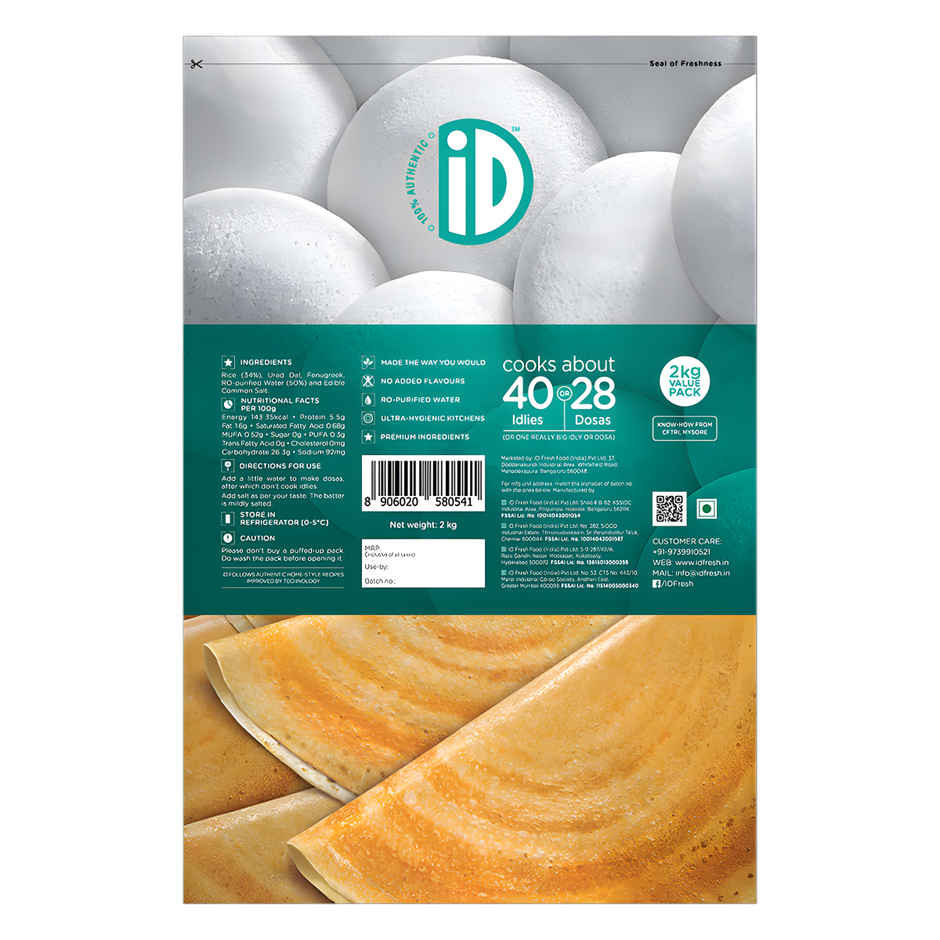 Id Idli & Dosa Batter 2.0 Kilogram(1pc) & Mint Leaves(1pc) Combo 