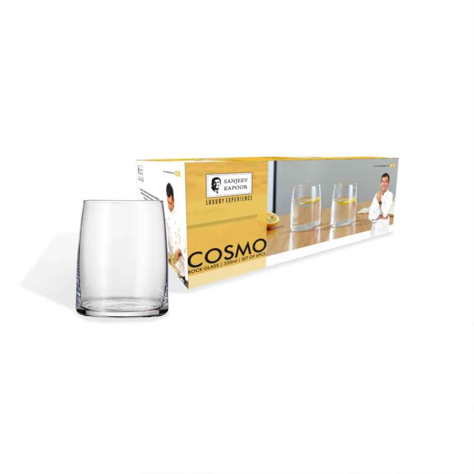 Sanjeev Kapoor Cosmo Rock Glass 330 ml | Set of 6 Piece