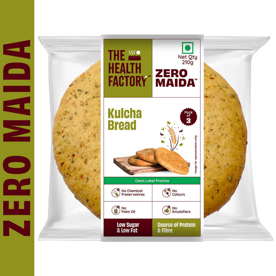 The Health Factory Zero Maida Kulcha Bread | Clean Label, Not Brown