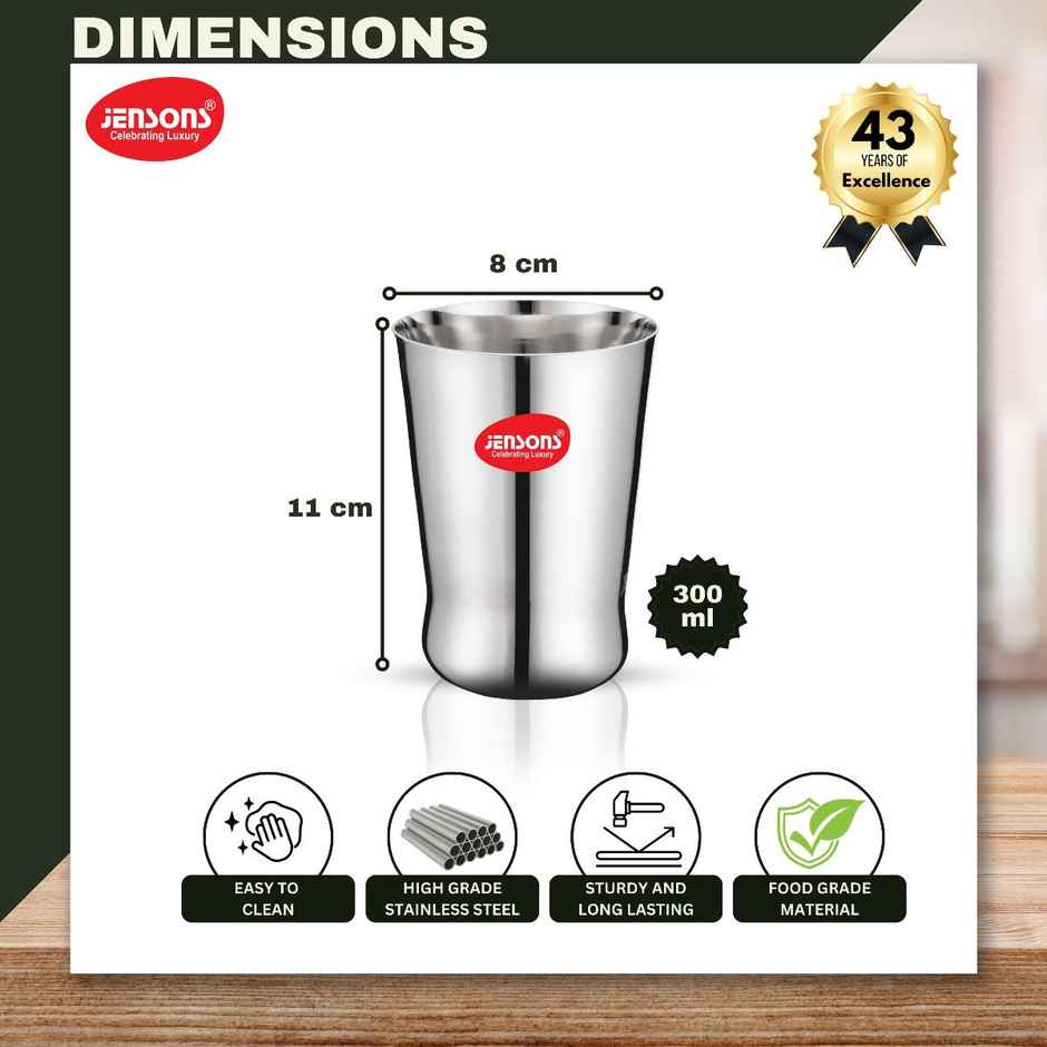 Jensons Stainless Steel Belly Glass 300 ml