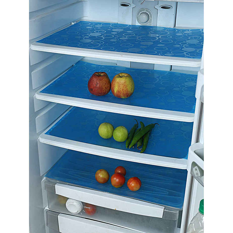 Kuber Industries Pack of 6 Circle Design Waterproof PVC Refrigerator Drawer Mat|48 x 33 CM | Blue