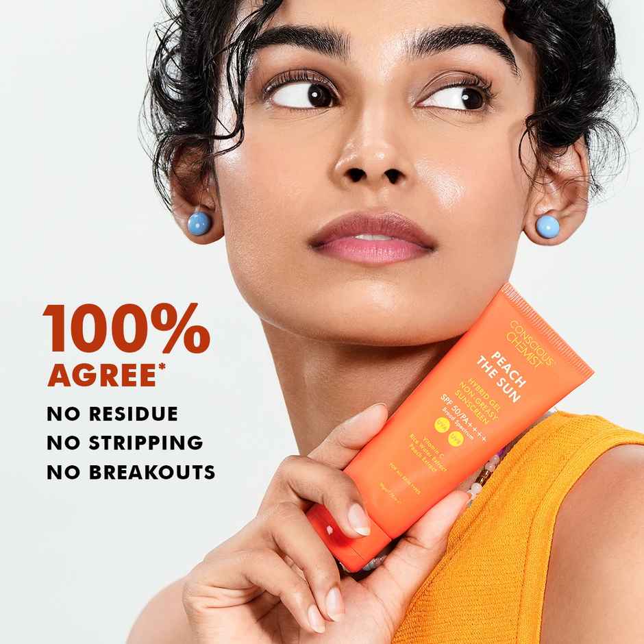 Conscious Chemist Peach The Sun Hybrid Lightweight Gel Sunscreen SPF 50 PA++++ With Vitamin C