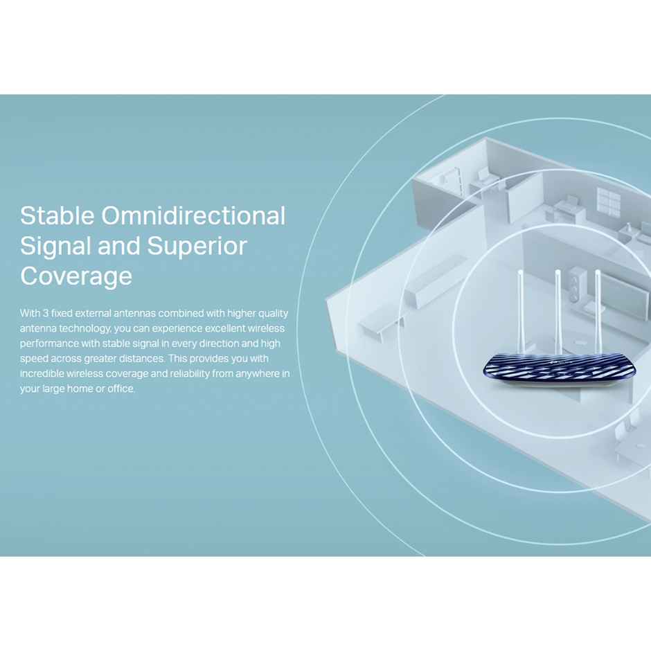 TP-Link Archer C20 AC750 Dual Band Wireless Cable Router,4 10/100 LAN + 10/100 WAN Ports, 3 Antennas