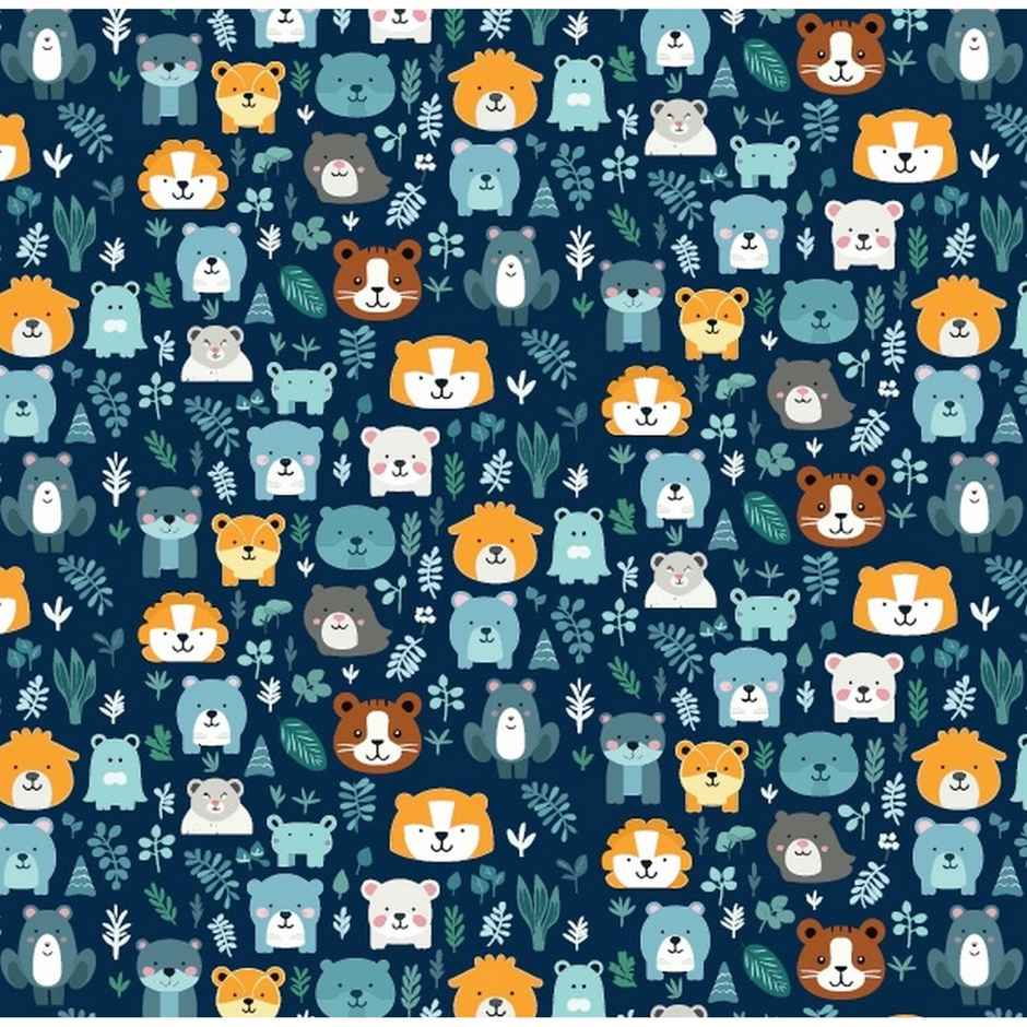Paperpep Blue Cute Cartoon Animal Print Gift Wrapping Paper | 19 x 29 Inch | In Roll Pack