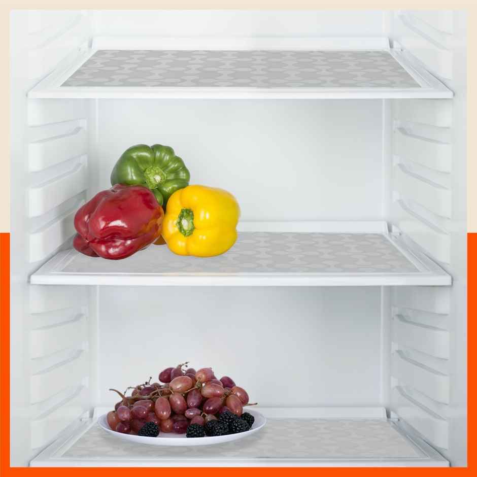 Bathla Fridge Mat | 45cm x 30 cm | Reusable, Washable, Temperature Resistant | Grey Transluscent