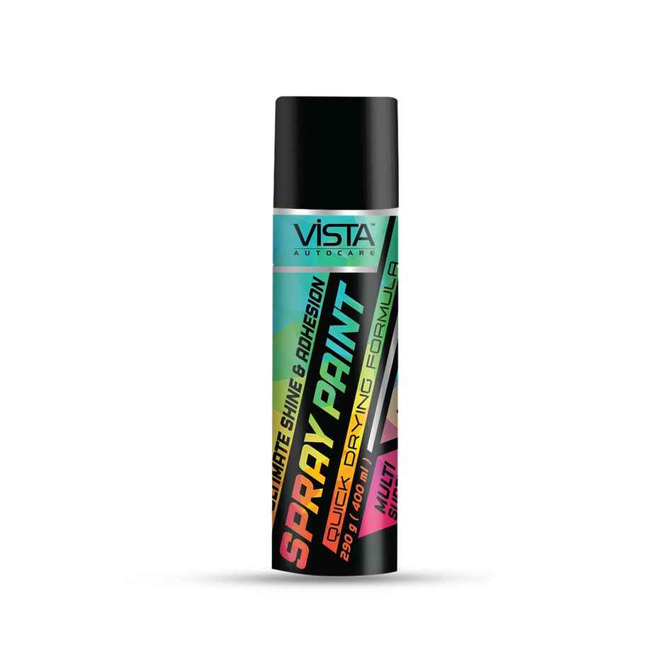 Vista Auto Care Black Glossy Spray Paint Quick-Drying | Multi-Surface for Metal