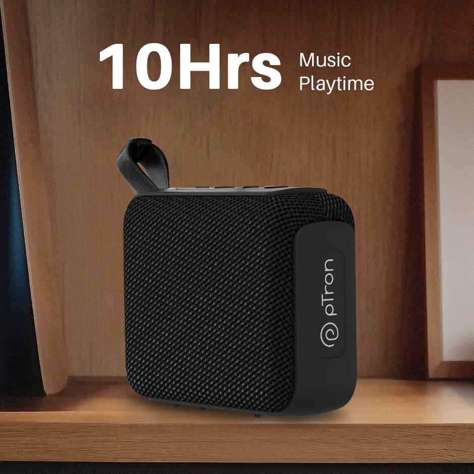 pTron Funk Wow 6W Ultra Portable Bluetooth Speaker with Pristine Sound, IPX5 Water-Resistance, 10hrs Playtime, Multi-Playback Modes, True Wireless Feature, Lightweight & Type C Charging - Black