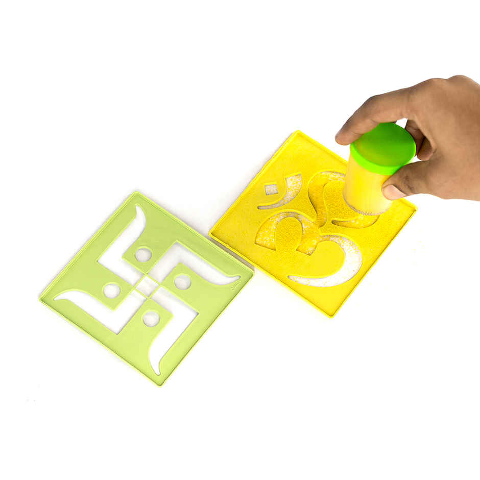 Festive Rangoli 4 x 4 inch Om and Swastik Aar Par Stencil Pack of 2 | Gullak