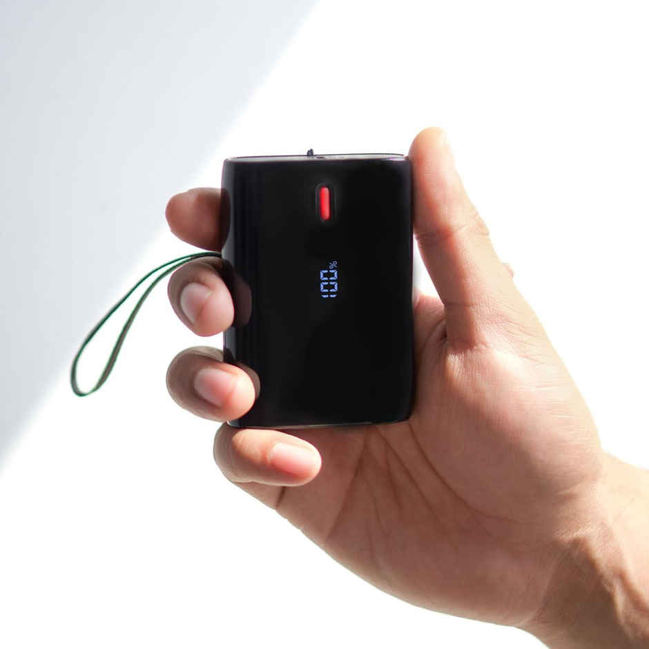 boAt Energyshroom PB300 Air 10000 Mah 22.5W USB Type C Pocket Size Wired Power Bank with Compact & Lightweight Design,LED Battery Display,12 Layer Smart IC Protection & Smart Power Management - Carbon Black