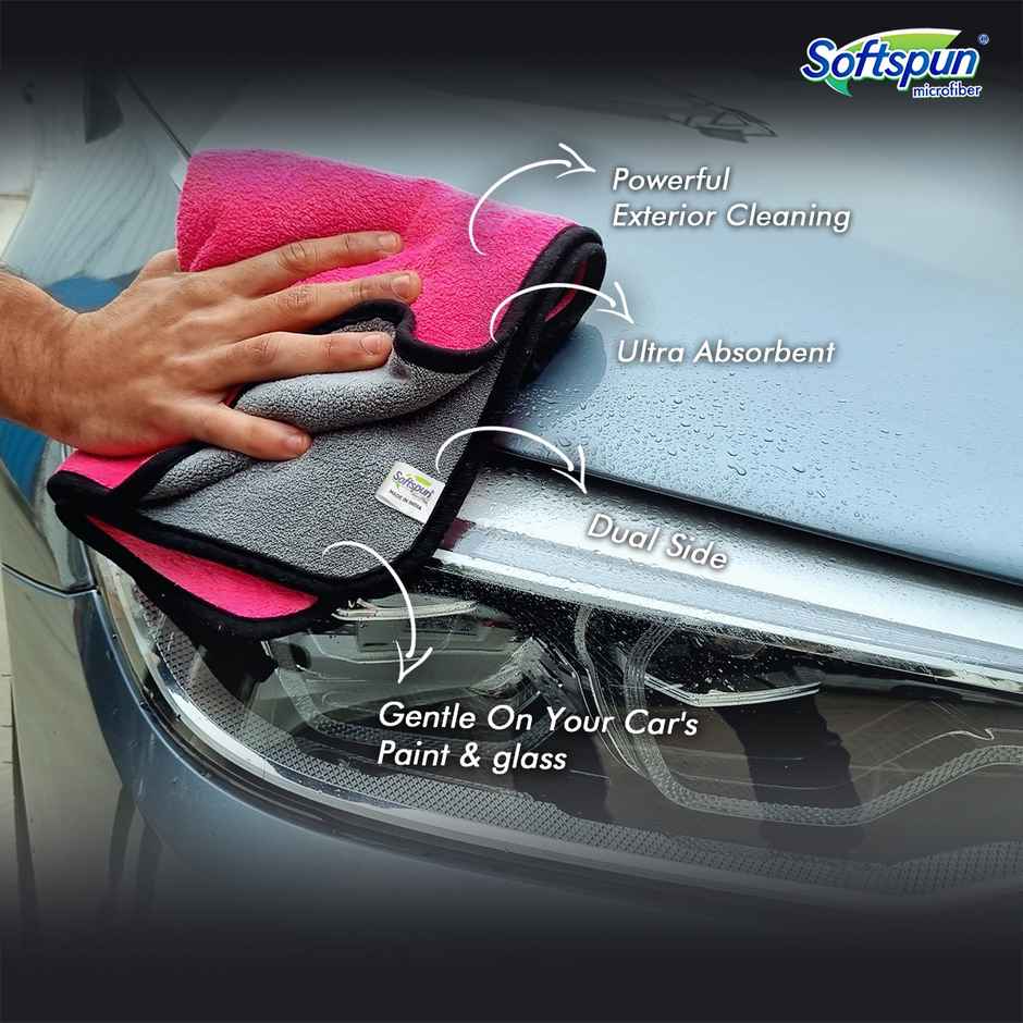 Softspun Microfiber Cleaning Cloths (600 GSM, 40x40cm, 4pc Multicolor/Assorted)