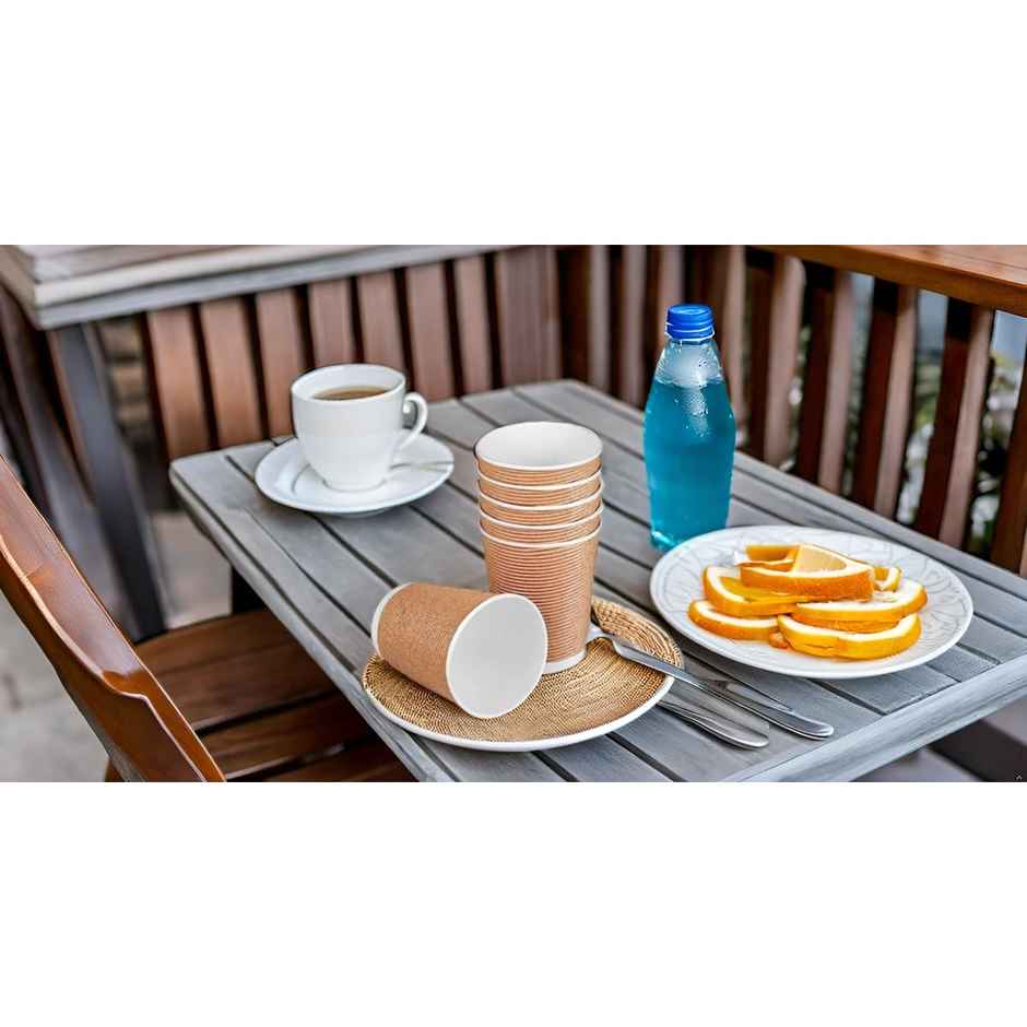 Rippled Paper Cup | Khaki | 250 ml | Pack of 10 | Careswipe