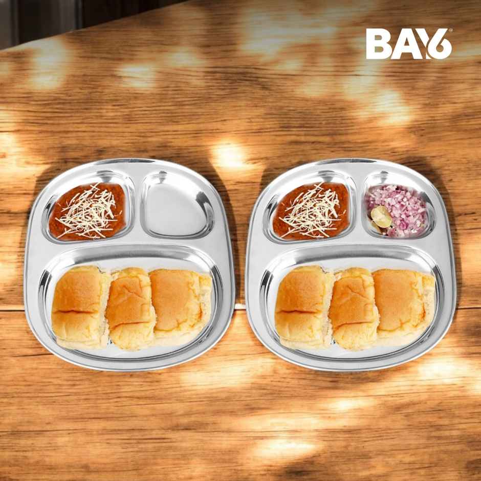 BAY6 Steel Idly / Pav Bhaji Plate 24.5 Cm - (2pc)