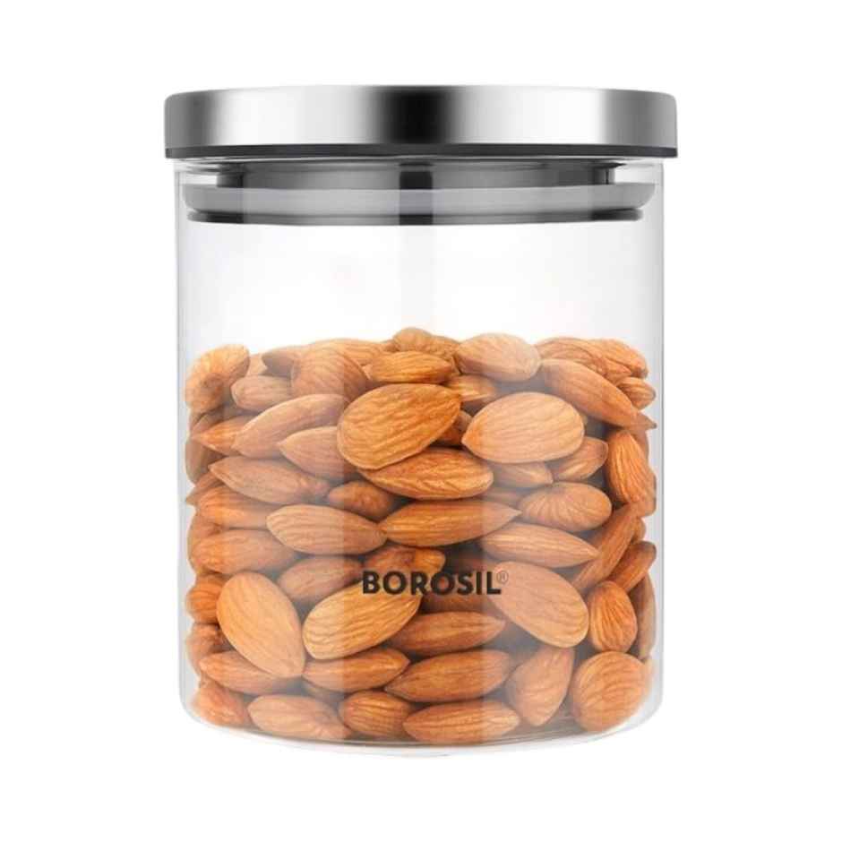 Borosil Classic Jar With Airtight Lid (600 ml) | Borosilicate Glass