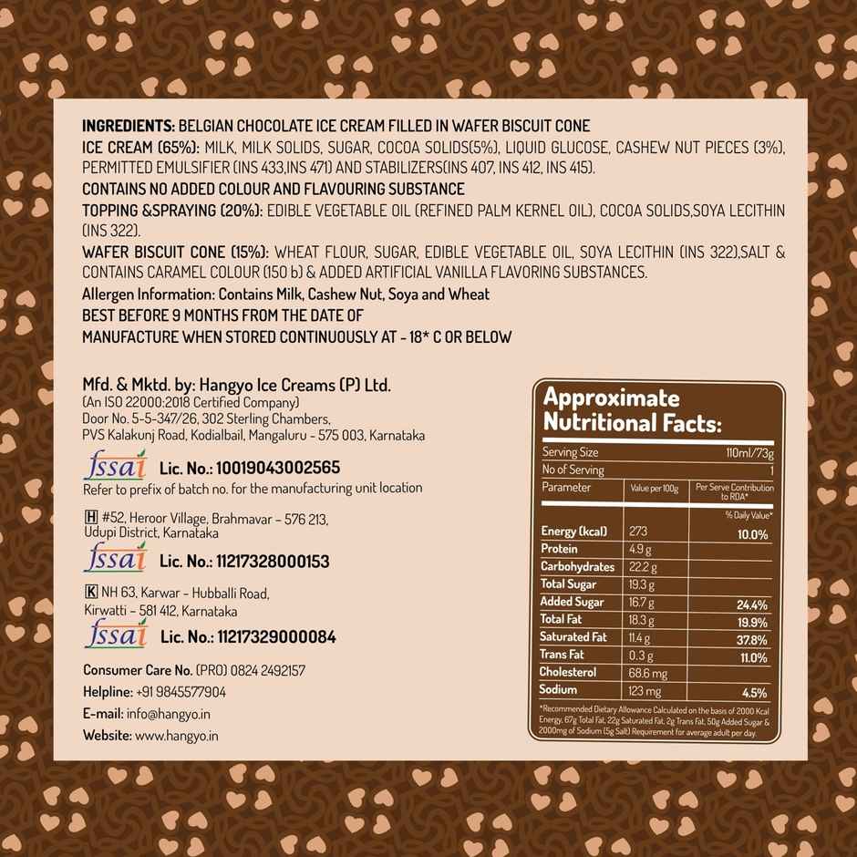 Hangyo Belgian Chocolate Cone | Smooth & Creamy