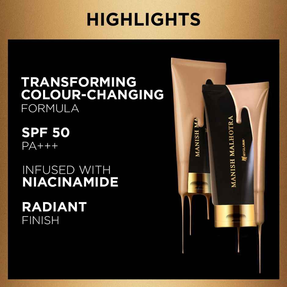 Manish Malhotra BB Skin Tint for Makeup | SPF 50 PA+++ | Adapts to you Skin Tone | Sunkissed Beige