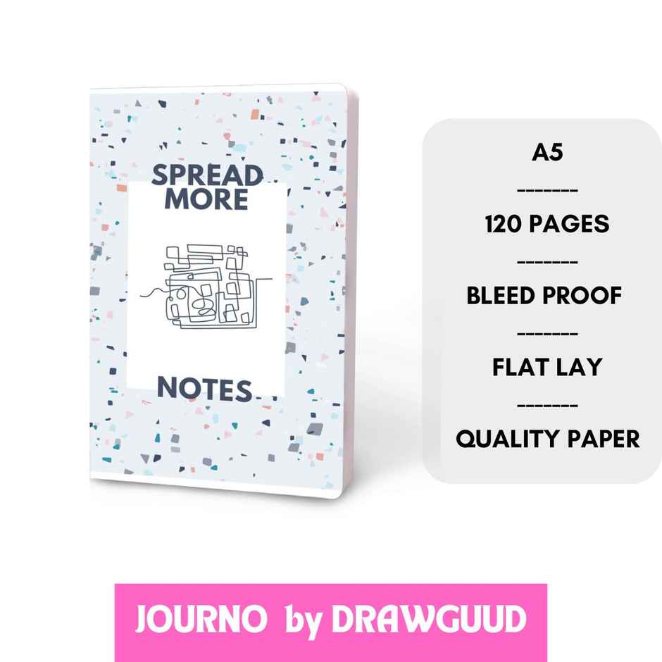 Journo By Drawguud Pack Of 2 70 Gsm A5 Notebook : Ruled 120 Pages(Spread More Notes/My Great Ideas)