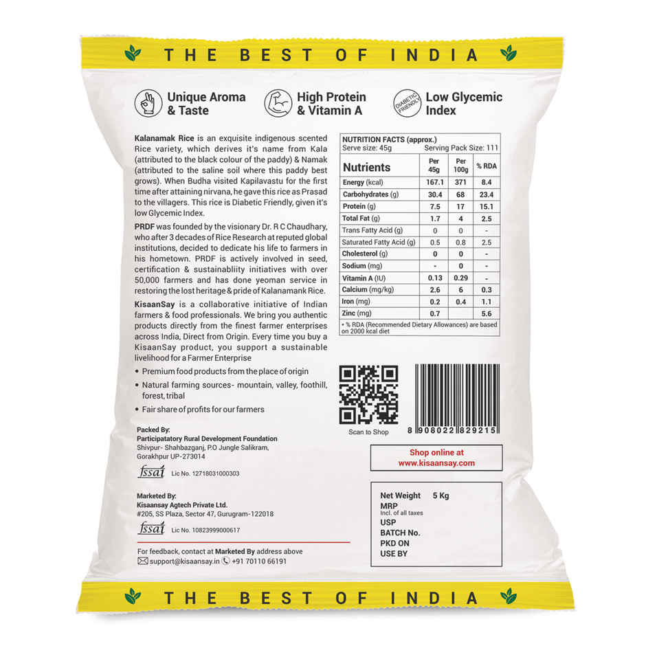 KisaanSay Sugar Free Aromatic Rice (Kalanamak Rice)