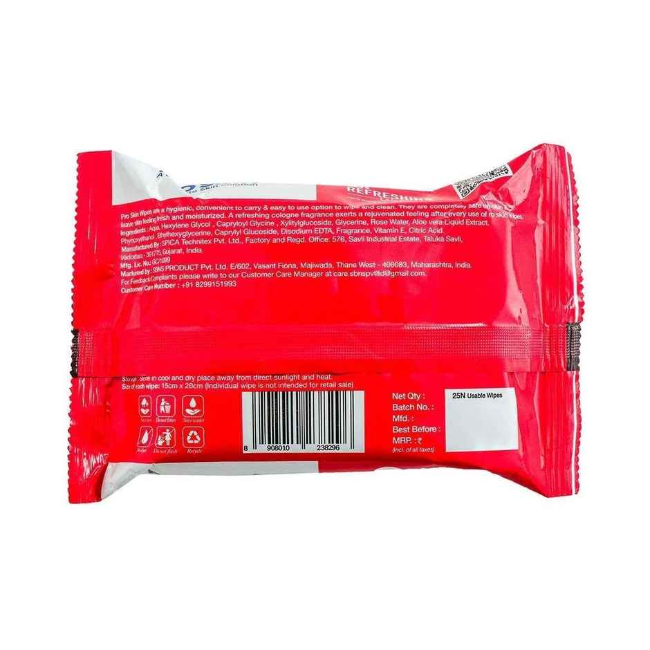 Pro Skin Refreshng Wipes Mint N Aloe(25pc) & Pro Skin Refreshing Wipes Rose Water(25pc) Combo