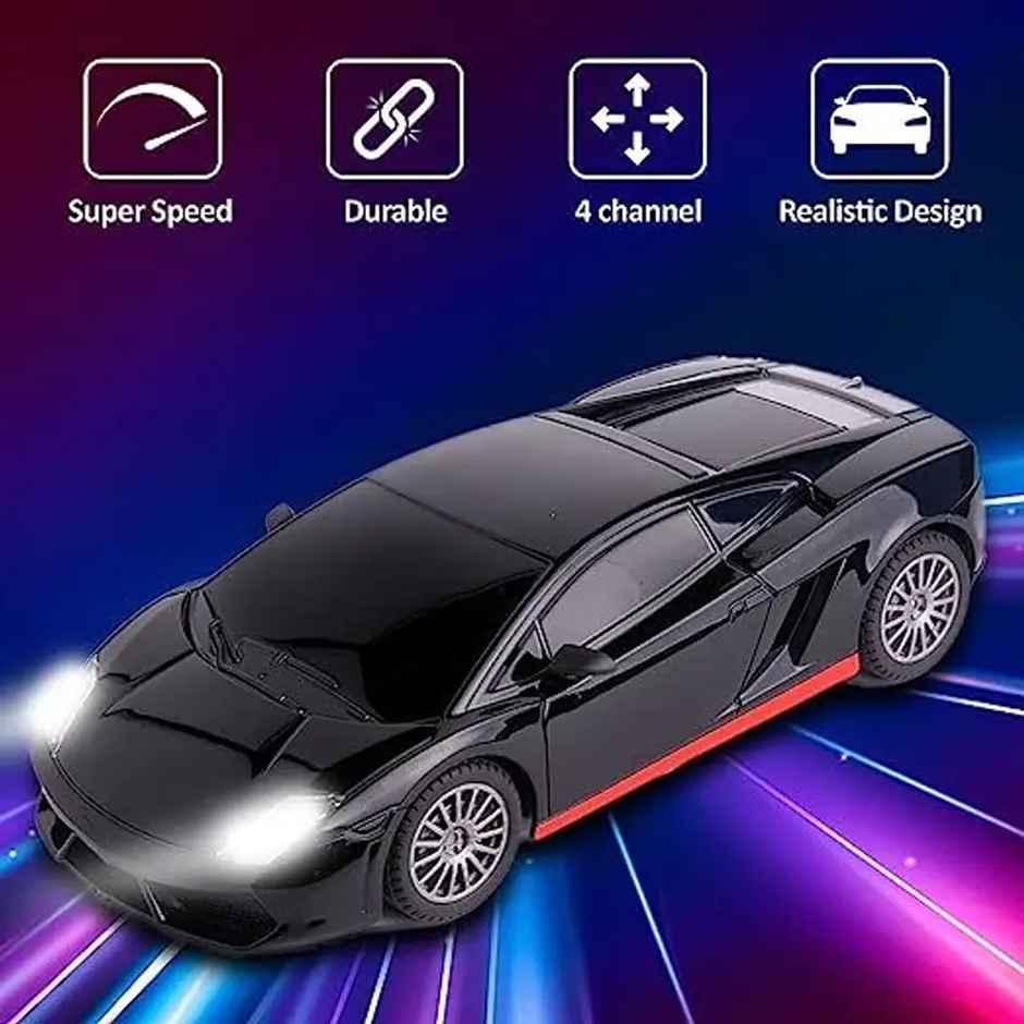 Wembley High Speed Mini 1:24 Scale Usb Rechargeable Remote Control Car For Kids | Black & Red
