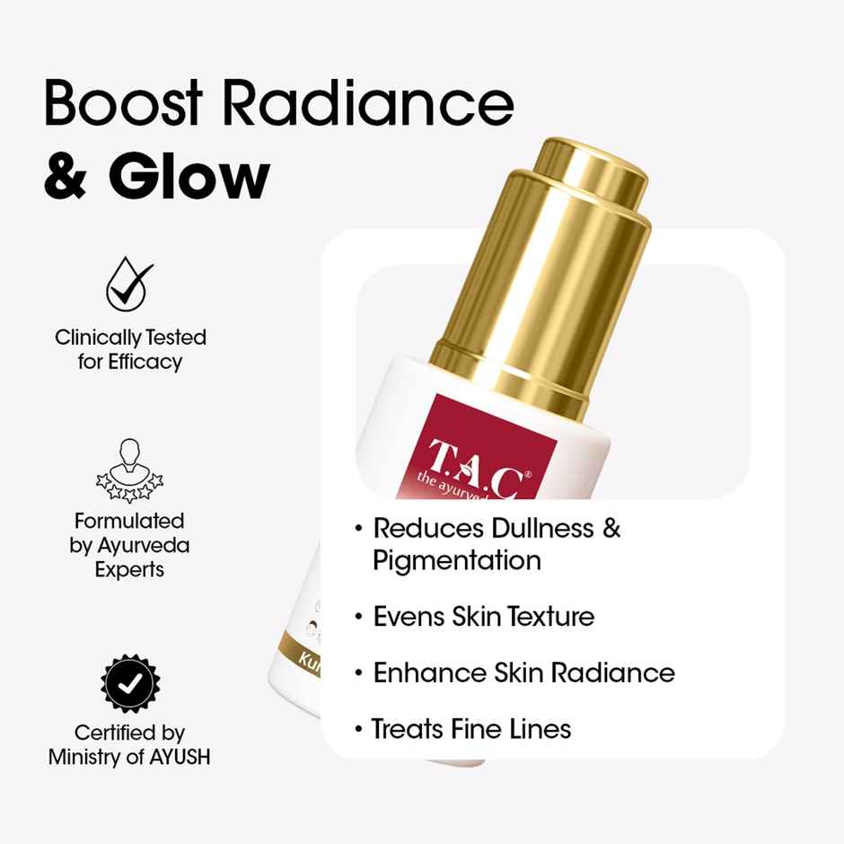 TAC Glow Boosting Face Serum With 24K Gold Brightens Controls Pigmentation All Skin Types