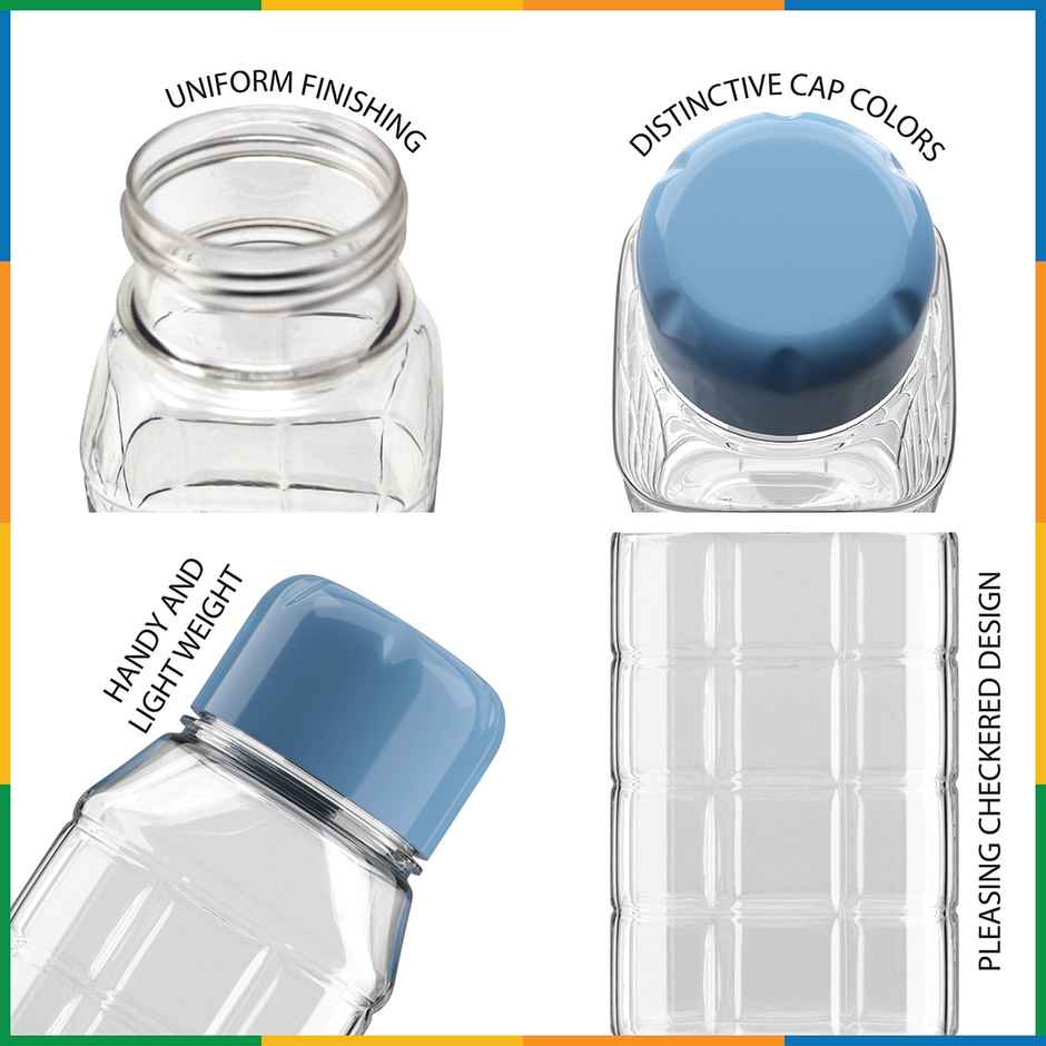 Kolorr Chess Bottle 700 ml Clear | Blue Cap for Home | Fridge | Office | Gym | Yoga | School